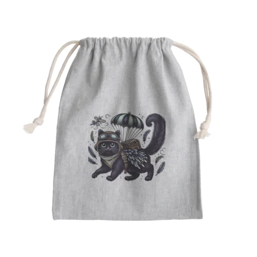 空を飛びたいネコ Mini Drawstring Bag