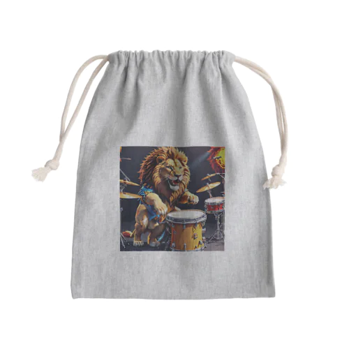 ドラムをたたくライオン Mini Drawstring Bag