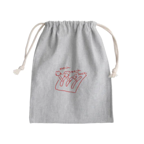 PIN３種猫(赤) Mini Drawstring Bag