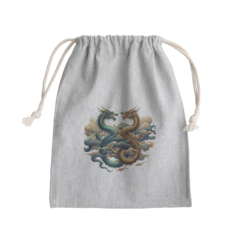 向き合う龍神 Mini Drawstring Bag