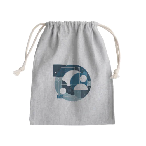 青と白の抽象画 Mini Drawstring Bag