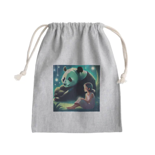 月夜のパンダと女の子2 Mini Drawstring Bag