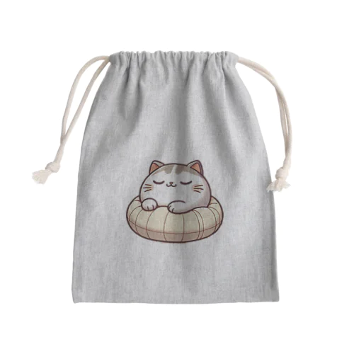 かわいい猫の眠りまる Mini Drawstring Bag