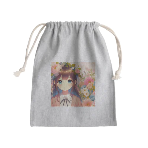 可愛い女の子とお花10 Mini Drawstring Bag