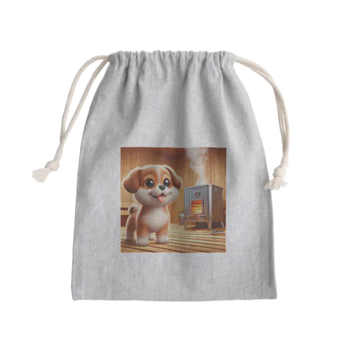 可愛い子犬がサウナでととのう Mini Drawstring Bag