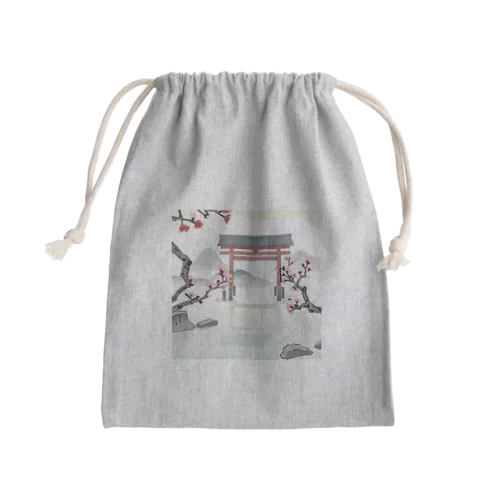 桜と鳥居　ー Cherry Blossoms and Torii ー Mini Drawstring Bag