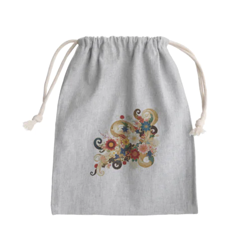 唐草と花 Mini Drawstring Bag