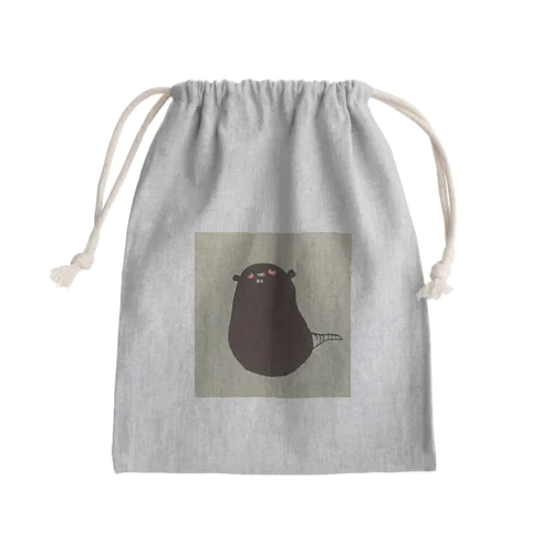 かしこい、どぶネズミ(うすい色のグレー地) Mini Drawstring Bag