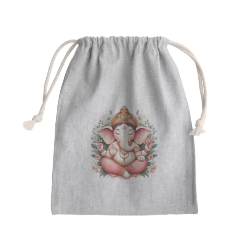 瞑想ガネーシャ Mini Drawstring Bag