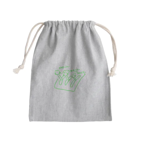PIN３種猫(緑) Mini Drawstring Bag