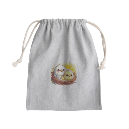 セキセイひな2羽のグッズ Mini Drawstring Bag