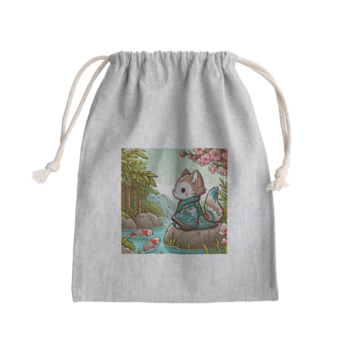 ほのぼの猫と鯉 Mini Drawstring Bag