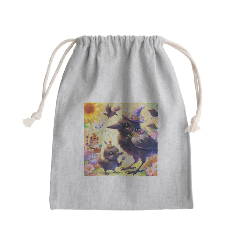 夏 キュートカラス Mini Drawstring Bag