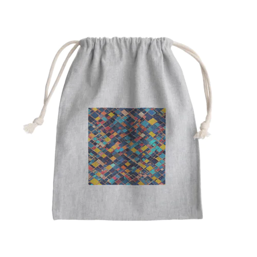 格子模様 Mini Drawstring Bag