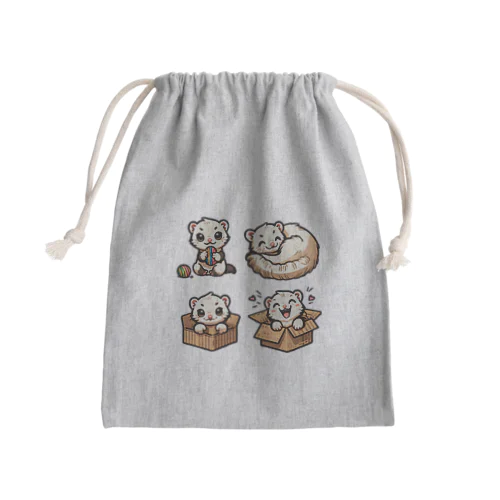 かわいいフェレットおはよう！！ Mini Drawstring Bag