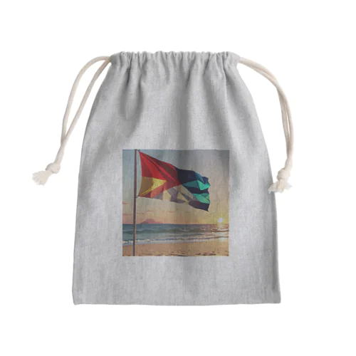 風になびくビーチフラッグ Mini Drawstring Bag