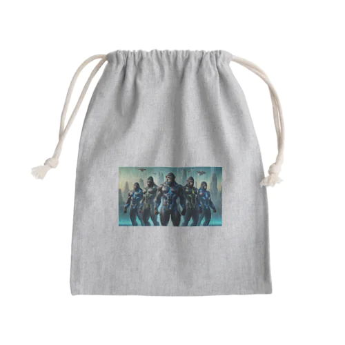 未来のヒーローに変身したゴリラ Mini Drawstring Bag