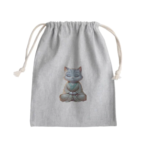 瞑想している猫菩薩 Mini Drawstring Bag