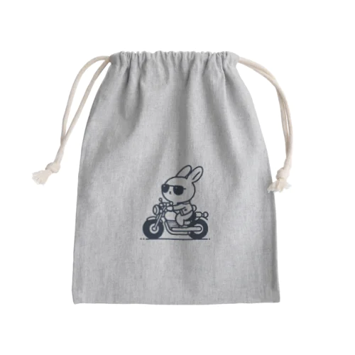 バイクに乗ったうさぎ Mini Drawstring Bag