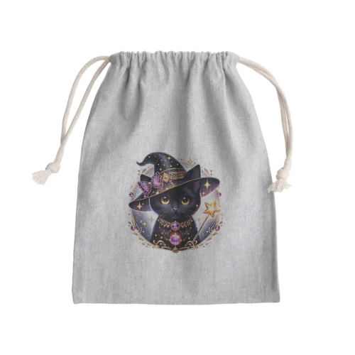 黒猫の魔法使い Mini Drawstring Bag