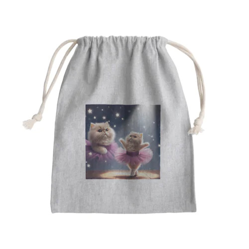 猫バ(パープル) Mini Drawstring Bag