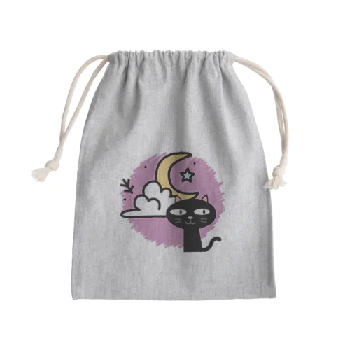 月夜の黒猫 Mini Drawstring Bag
