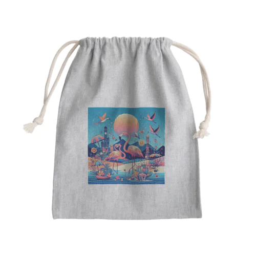 夏の夜　フラミンゴ Mini Drawstring Bag