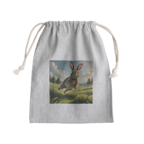 跳ねているウサギ Mini Drawstring Bag