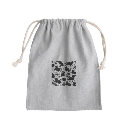 黒猫 漢字 Mini Drawstring Bag