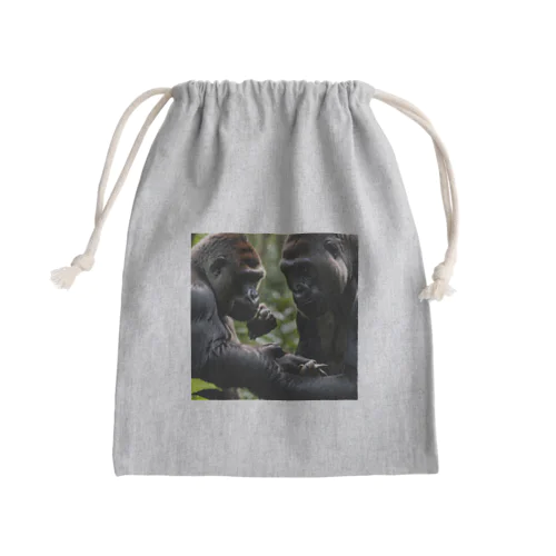 社交的なゴリラ Mini Drawstring Bag