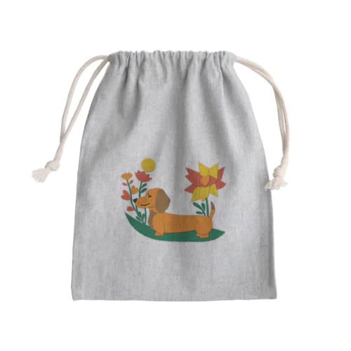 ダックスフンドとお花 Mini Drawstring Bag