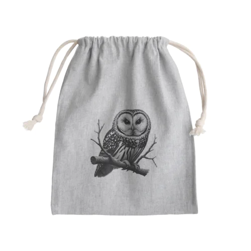 リアル梟 Mini Drawstring Bag