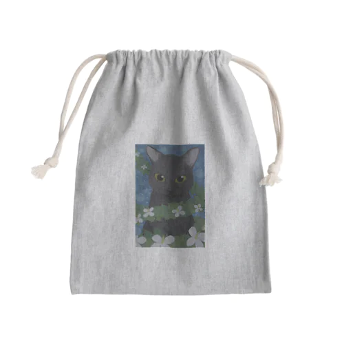 黒猫とドクダミ Mini Drawstring Bag