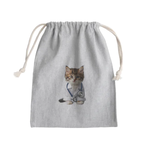 Drねこ丸No1 Mini Drawstring Bag