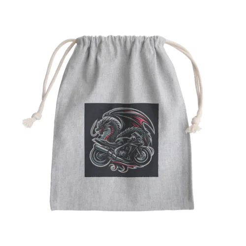 ドラゴンとバイクの融合: 力とスピードの象徴 Mini Drawstring Bag