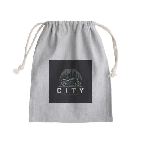 都市とバイクのダークロゴデザイン Mini Drawstring Bag