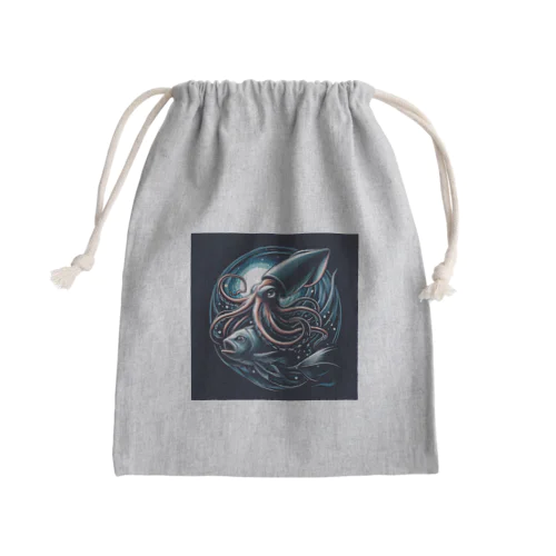 捕食する大王イカ Mini Drawstring Bag