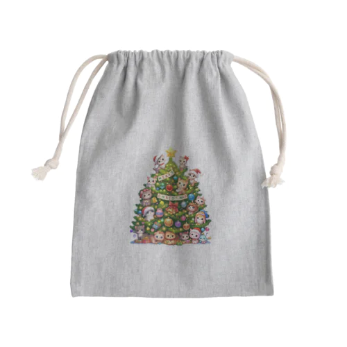 クリスマスツリーとキュートな子猫たち Mini Drawstring Bag