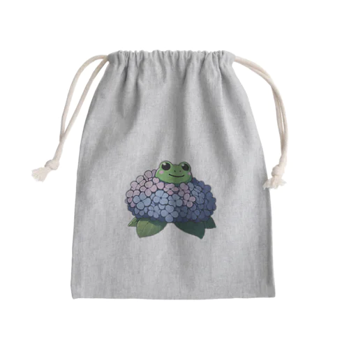紫陽花の花と可愛いアマガエル🐸 Mini Drawstring Bag