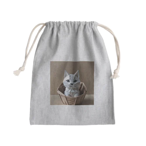 折り紙　バスケットに入っている猫 Mini Drawstring Bag