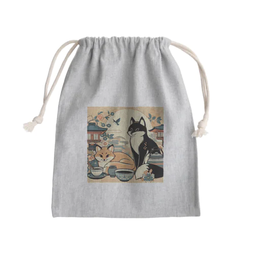 キョウとニャミ Mini Drawstring Bag