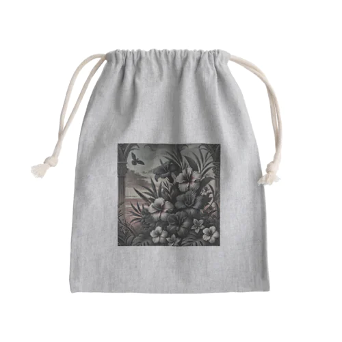 ゴシック風なトロピカルフラワー Mini Drawstring Bag