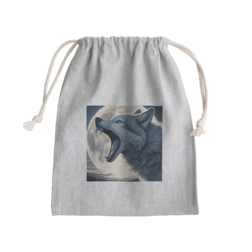 狼と満月 Mini Drawstring Bag