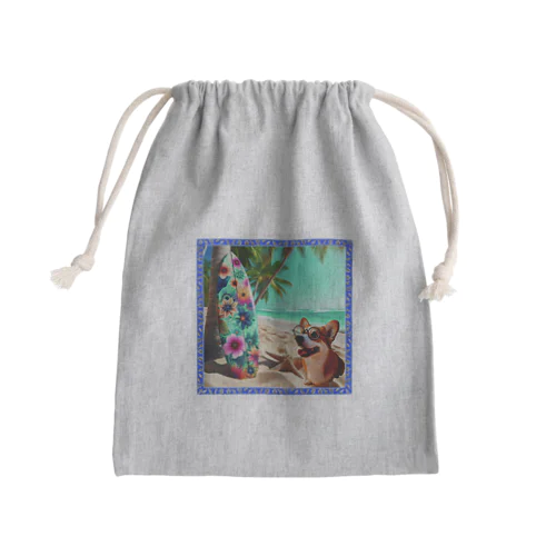 犬×サーフボード Mini Drawstring Bag