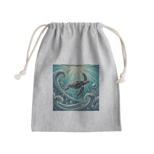 ウミガメと水流 Mini Drawstring Bag