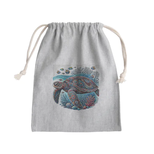 甲羅がきれいなウミガメ Mini Drawstring Bag