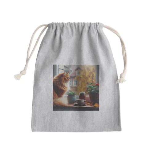 景色を眺める猫 Mini Drawstring Bag