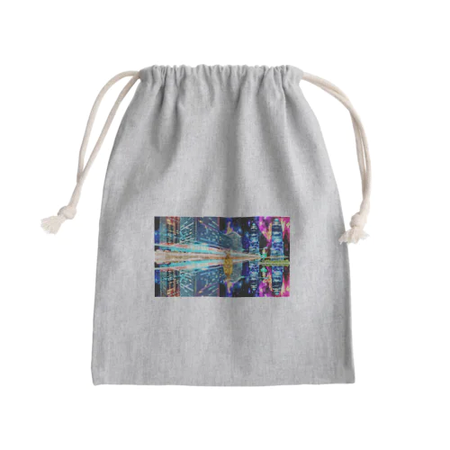 鏡面反射の光る深夜の大都会　Model「Vika_Glitter」 Mini Drawstring Bag