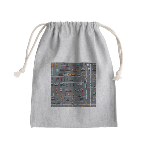 「道路マップ迷路」 Mini Drawstring Bag