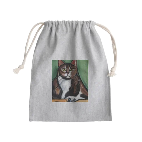 どっしりかまえる猫ちゃん Mini Drawstring Bag